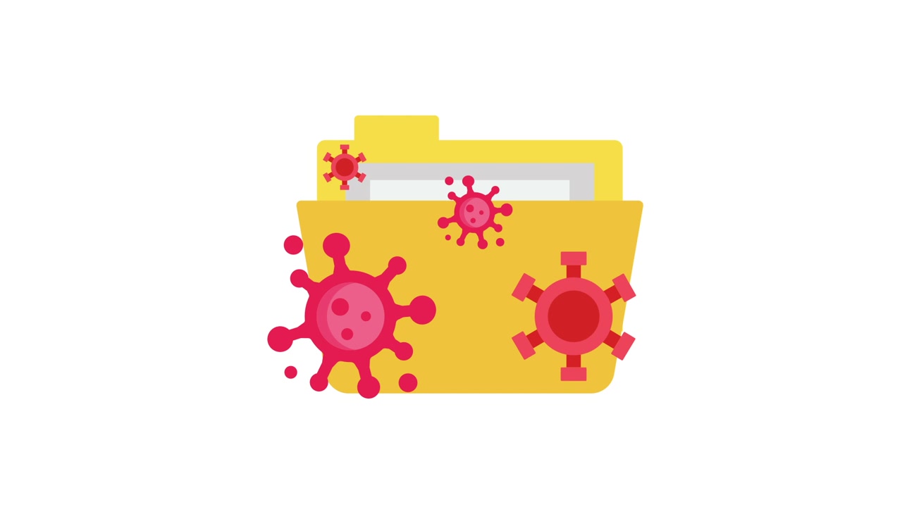Carpeta animada infectada por virus informáticos