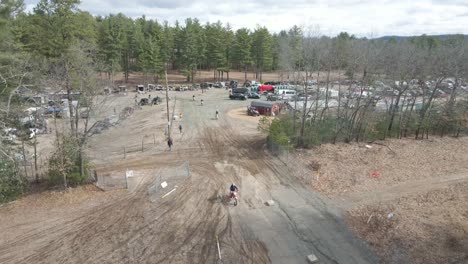 flyover shot of dirtbike track shot in 4k 60p