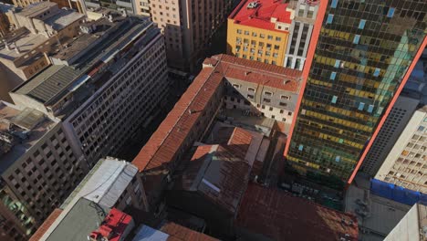 vintage architecture on skyscrapers and apartments in downtown santiago