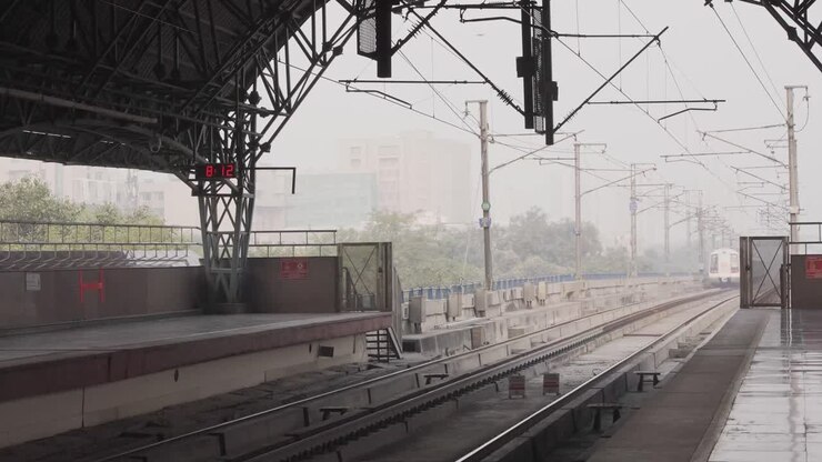la metropolitana di delhi arriva alla stazione