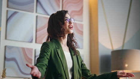 furious business woman arguing throwing papers standing modern office close up.