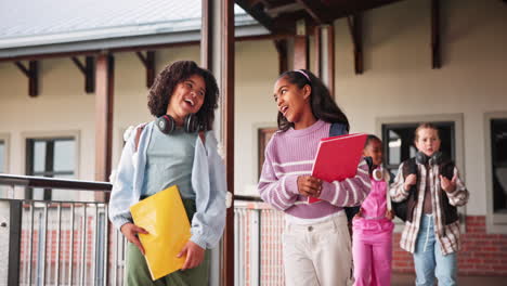 school children walking in hallway