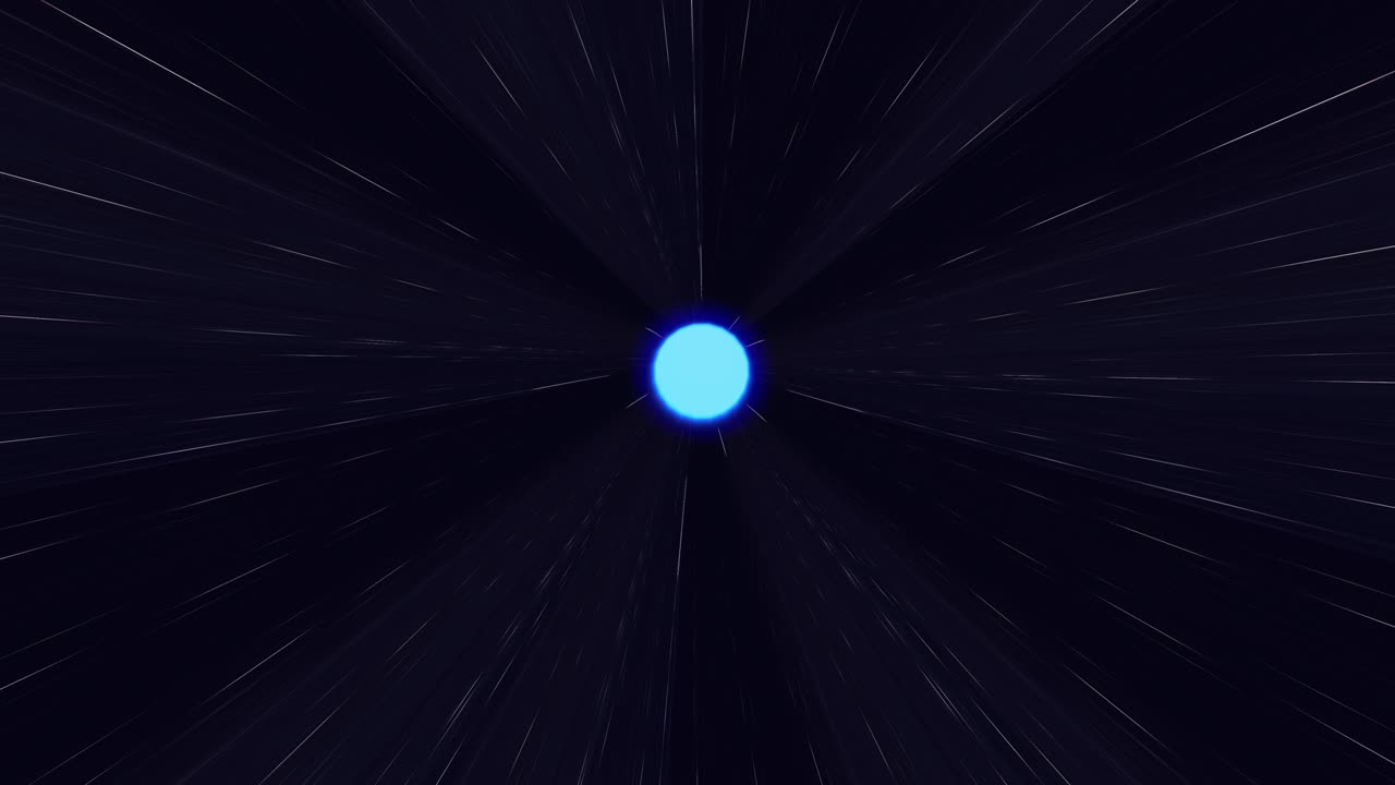 renderización en 3d de un bucle sin costuras de agujero de gusano de 4k con luz de neón azul en el ciberespacio. túnel sin fin de agujeros de gusano en el hiperespacio.