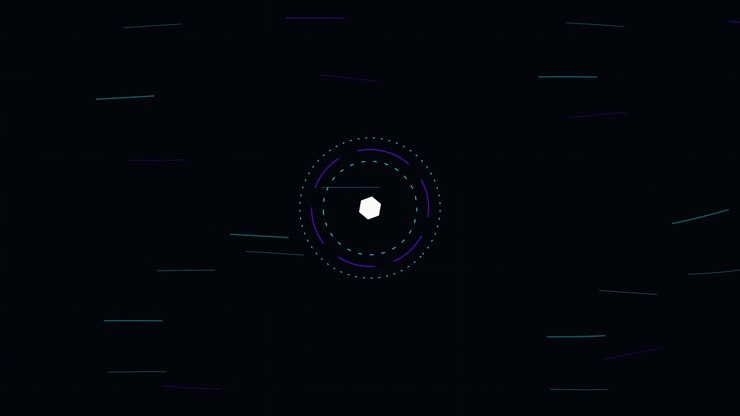 Abstract Digital Hexagon Pulsing with Circular Data Rings