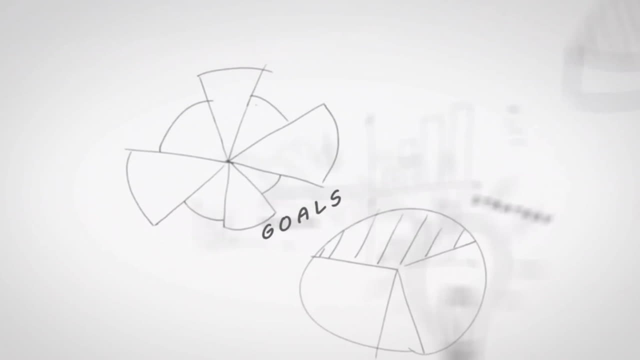 백색 배경에 데이터 처리를 가진 비즈니스 및 금융 아이콘의 애니메이션