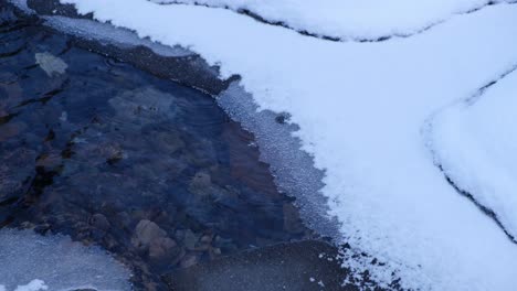 Water-freezing-over-on-a-mountain-stream