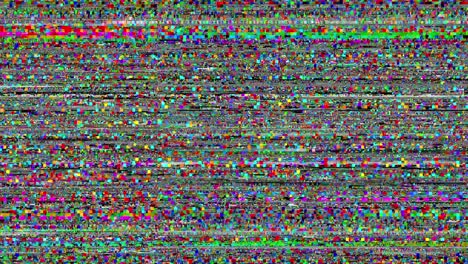 television static -- with stereo audio: loopable bright color pixelated digital noise.