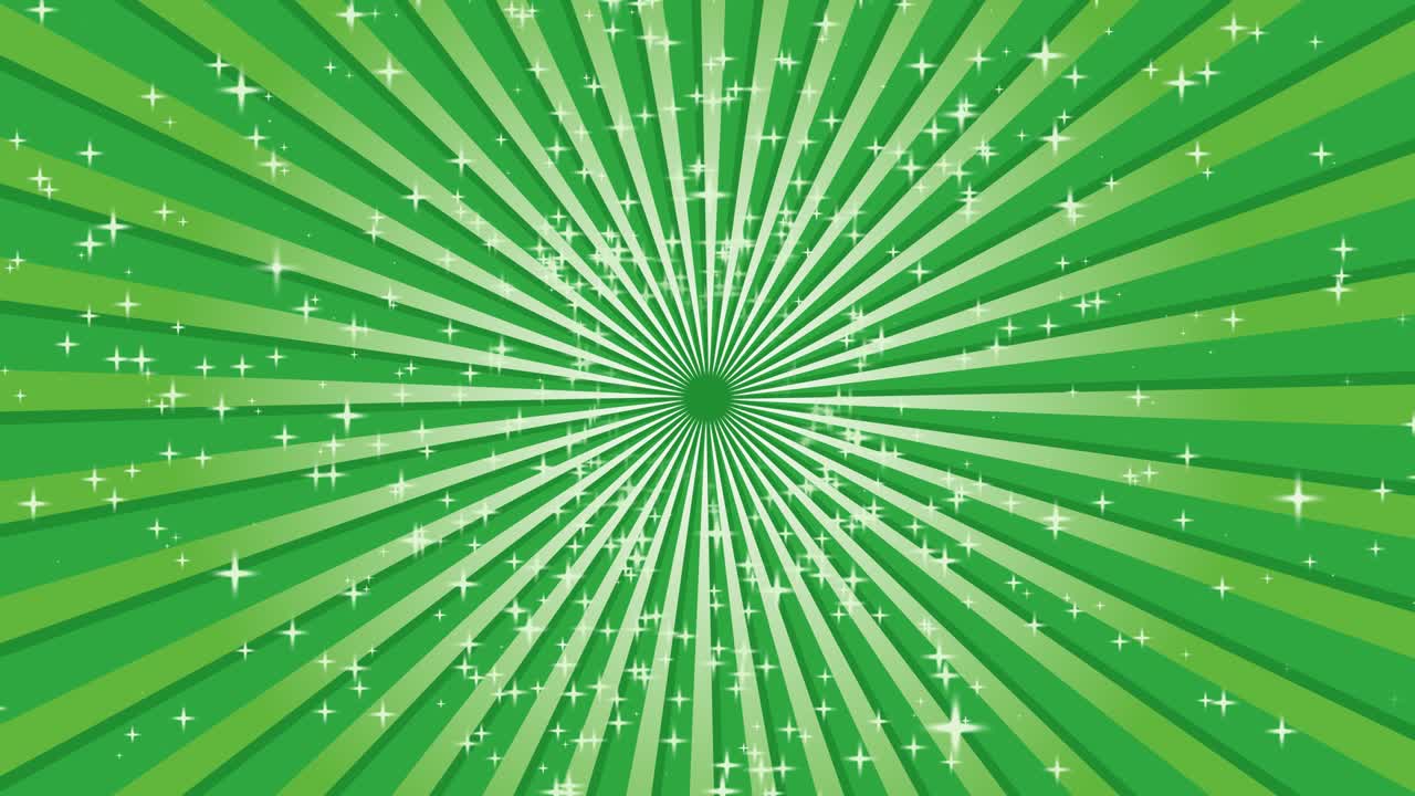 빛나는 초록색 선은 반이는 별과 함께 배경의 중앙을 중심으로 회전합니다.