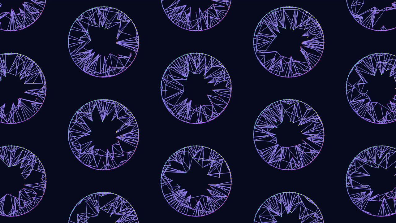 Intricate design featuring purple circles adorned with intersecting purple lines, forming a visually captivating and detailed pattern