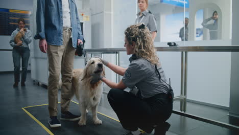 airport security checkpoint with dog