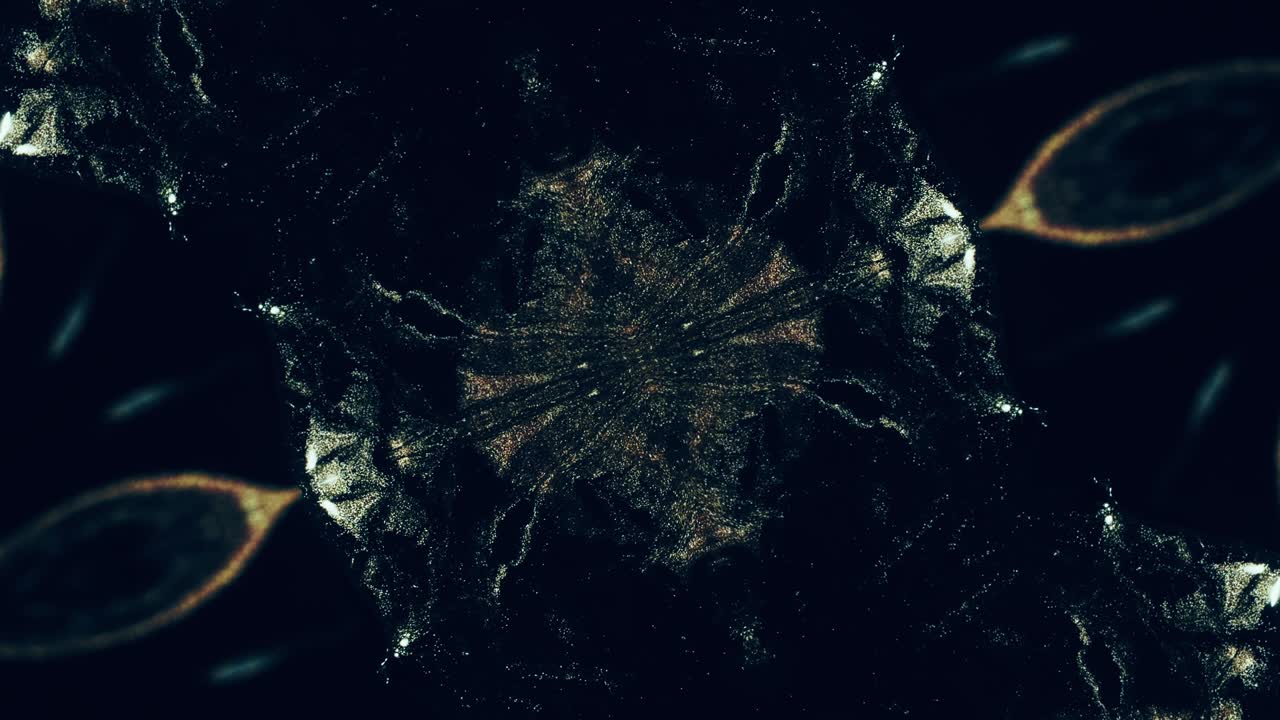 animación fractal tinta agua fluido de brillo dorado