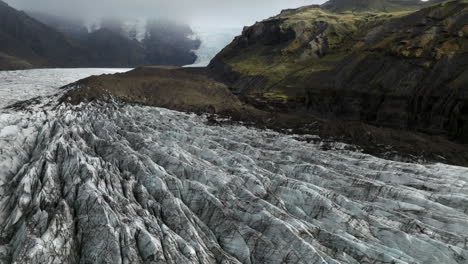 glacier of svínafellsjökull in iceland - aerial drone shot