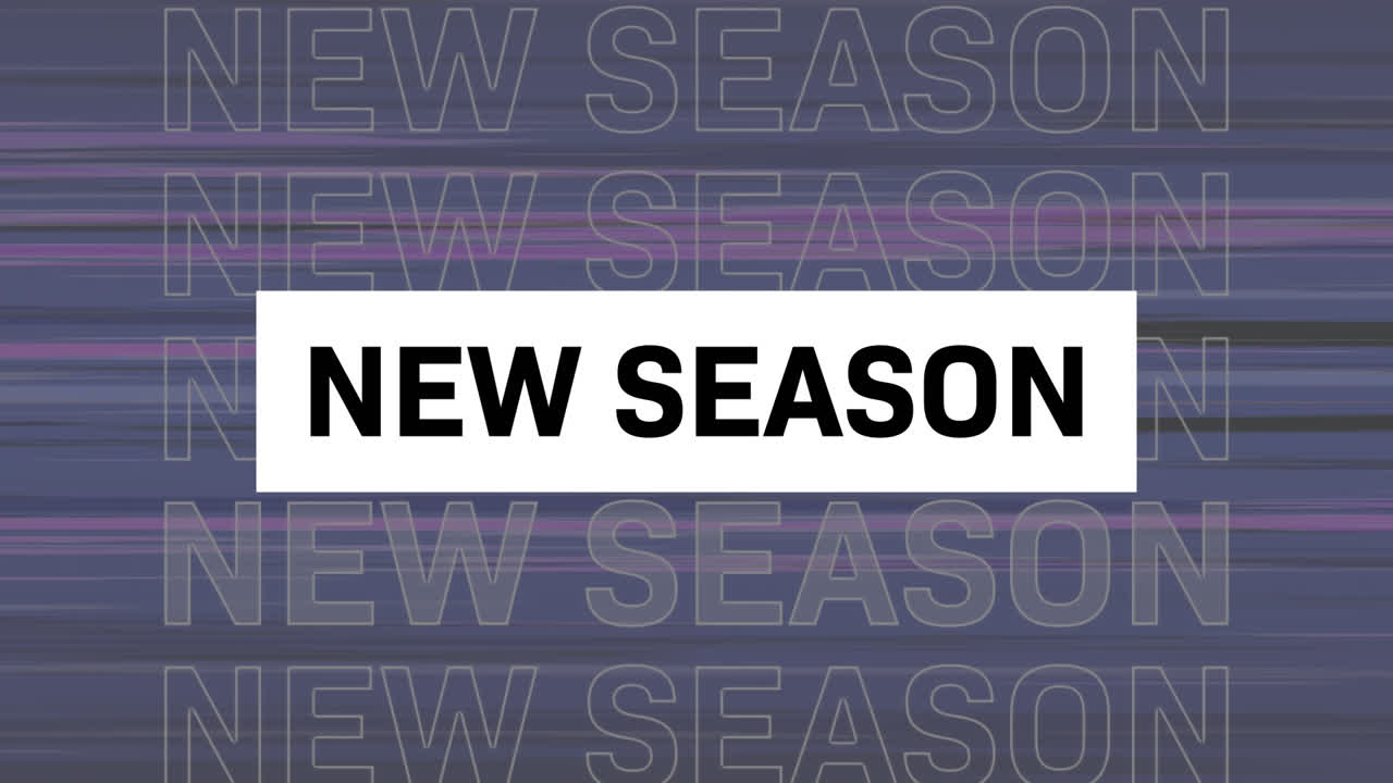 Animation of new seasons text over purple distortion