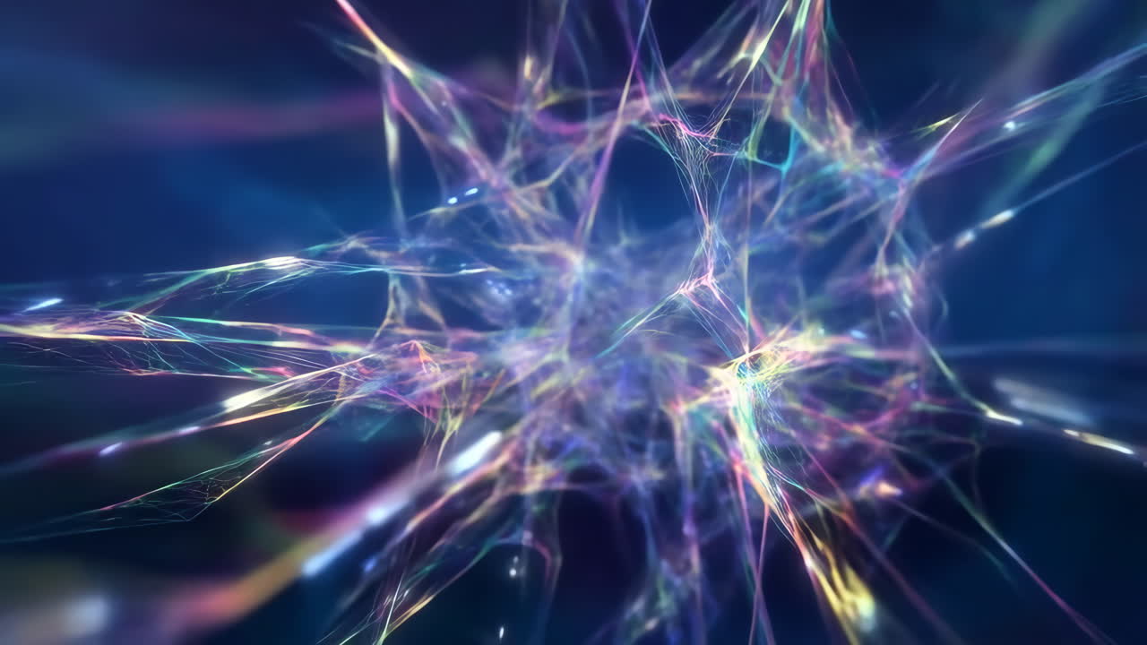 Abstract Glowing Network of Light Lines