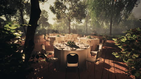 outdoor wedding reception in a beautiful garden setting