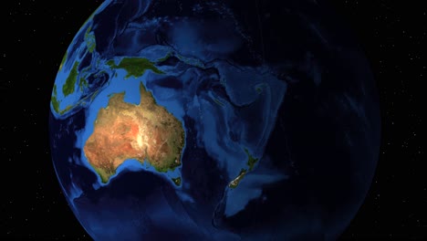 animation of earth rotating with a focus on australia