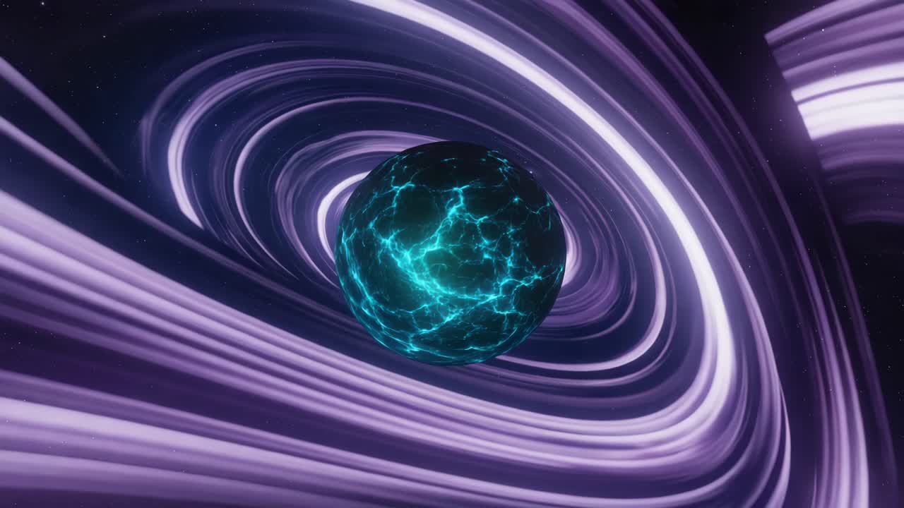 Glowing Energy Orb in a Swirling Cosmic Vortex