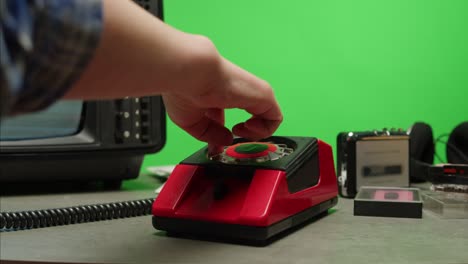 retro vintage phone, a yellow rotary telephone is displayed on a wooden desk, adding a nostalgic touch