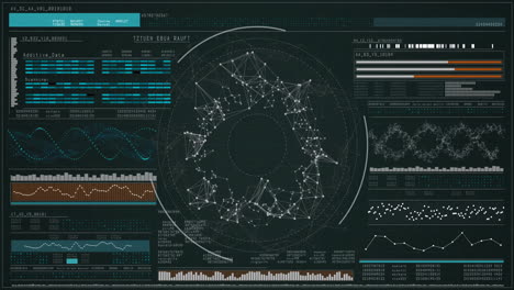 animación de las conexiones de red y visualización de datos en el tablero analítico