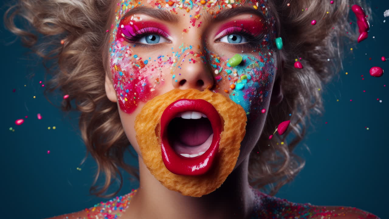 높은 발 뒤꿈치 신발은 사탕과 사탕으로 만들어져 있습니다.