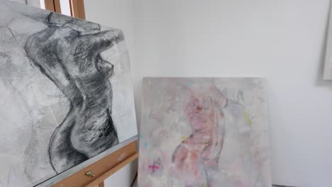 Canvases-of-abstract-nudes-in-home-studio