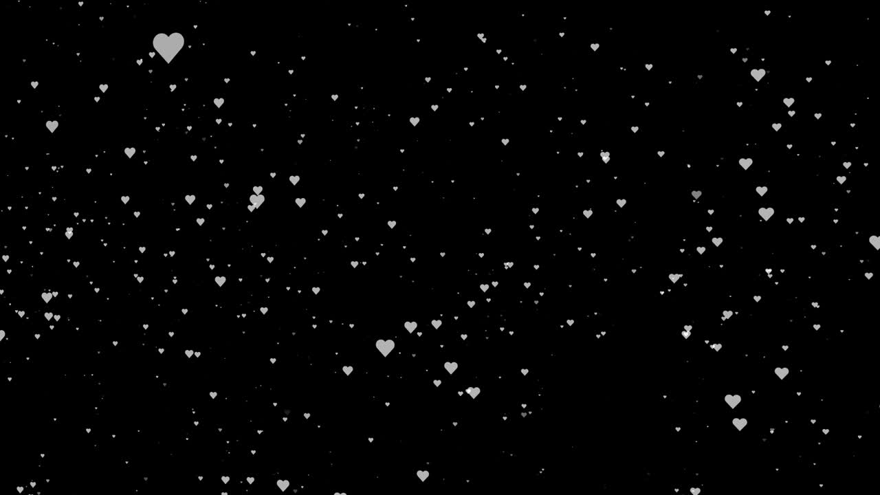 검은 바탕에 날아다니는 색 심장 발렌타인 데이 모션 배경