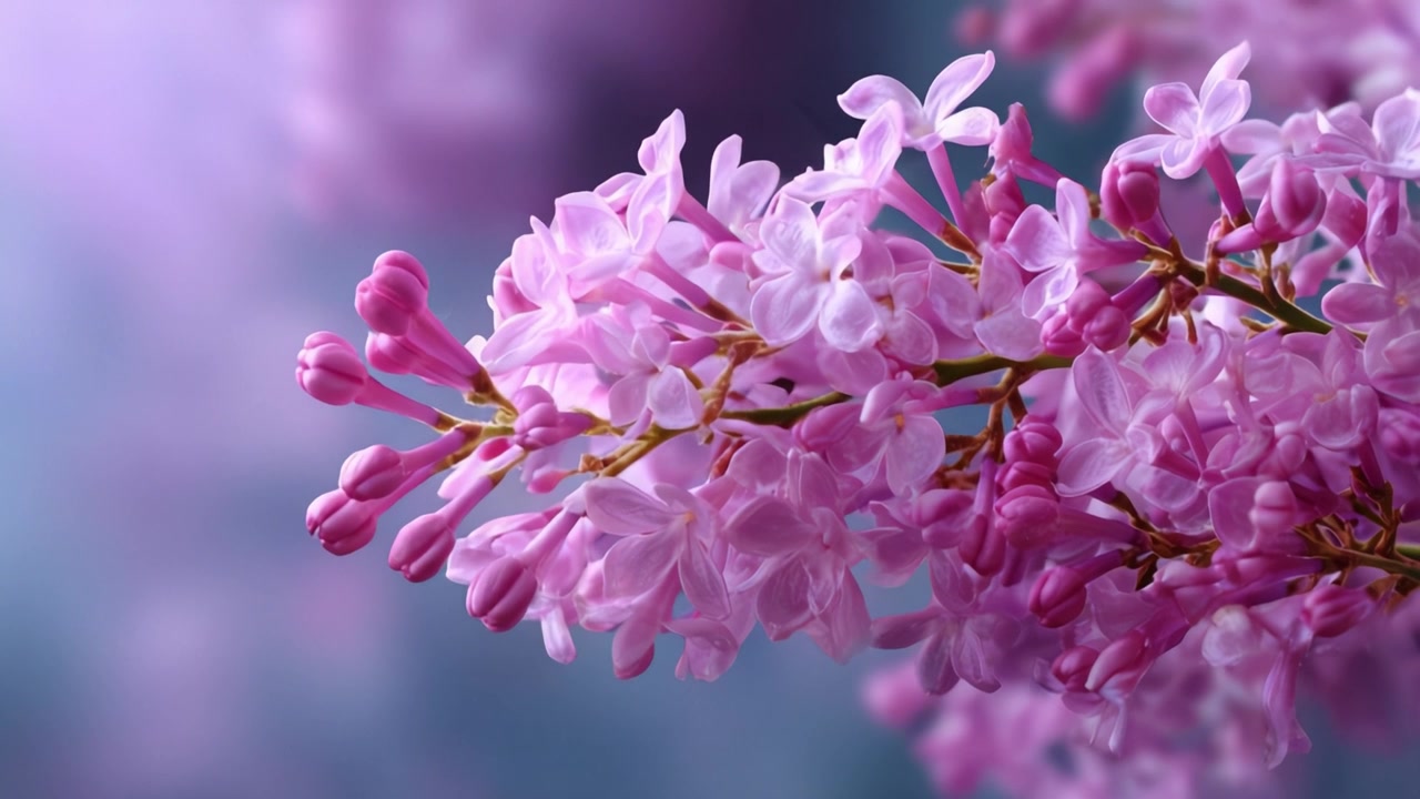 Een prachtige close-up van seringenbloesem met delicate roze bloemen en knoppen tegen een zachte achtergrond, perfect voor de lente en bloemige esthetiek