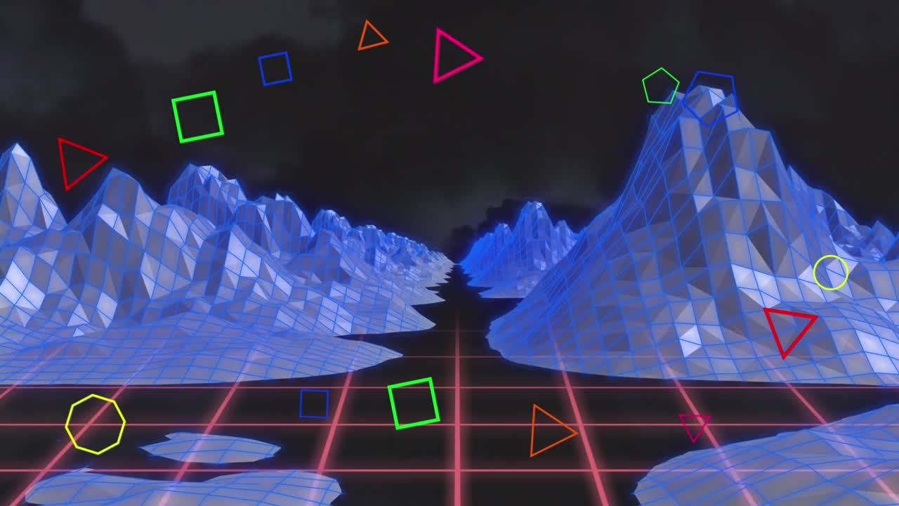 Colorful digital animation merges gaming, research, and entertainment on a purple grid