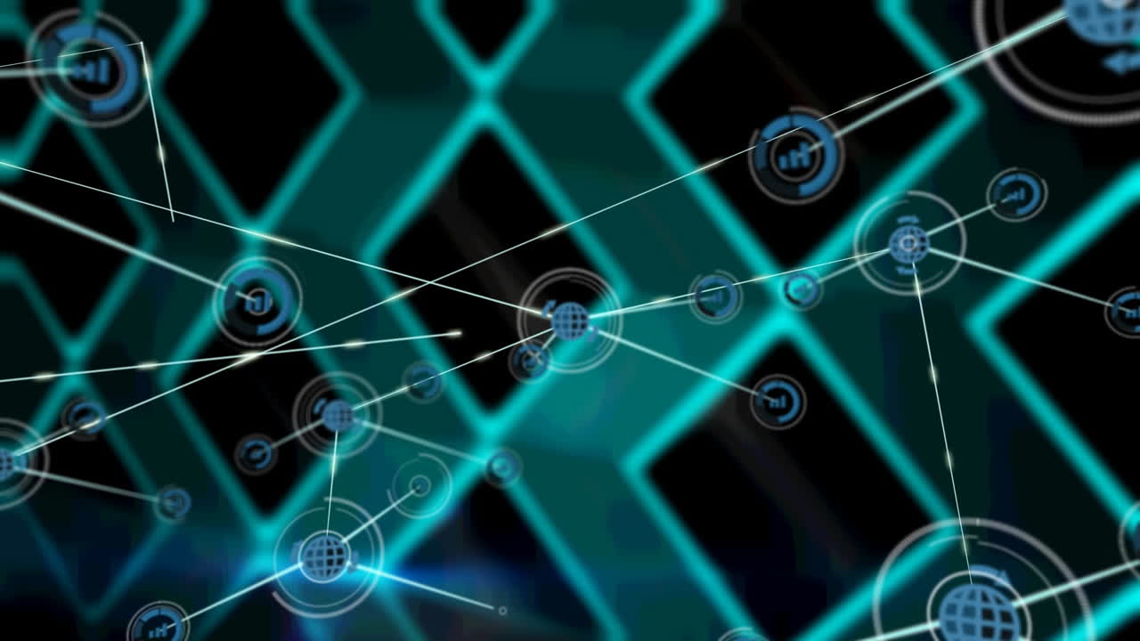 animación de la red de conexiones sobre un fondo oscuro