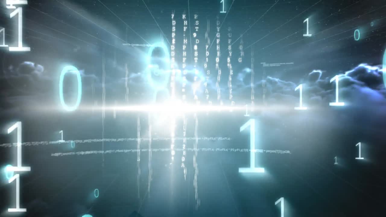 Digital animation of computer coding and technology binary code 4k