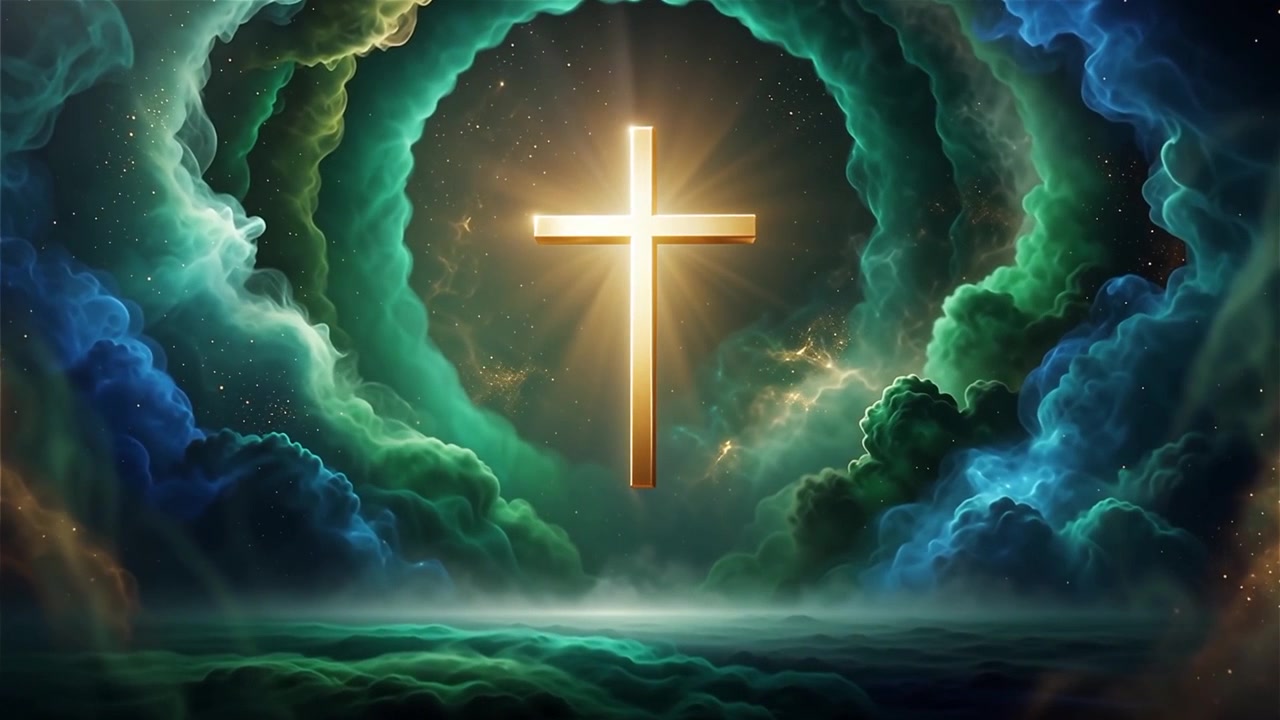 Christian Cross Heavenly Light Worship Background