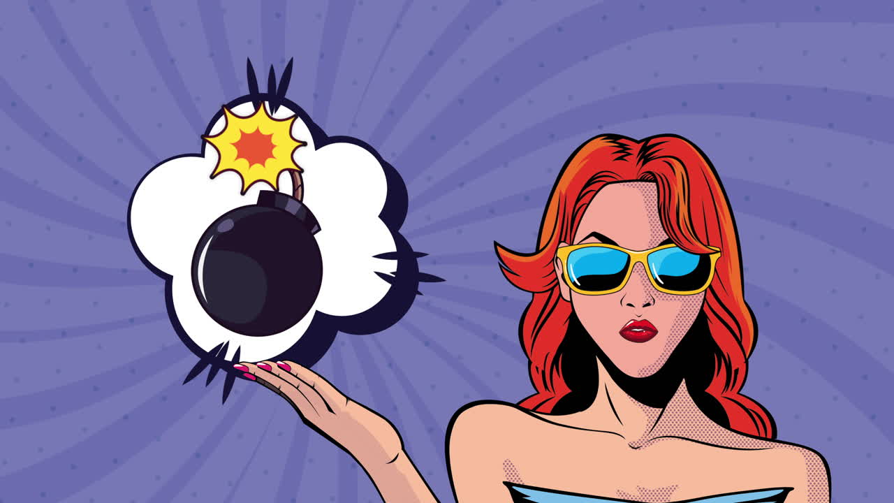 mujer de arte pop con una bomba