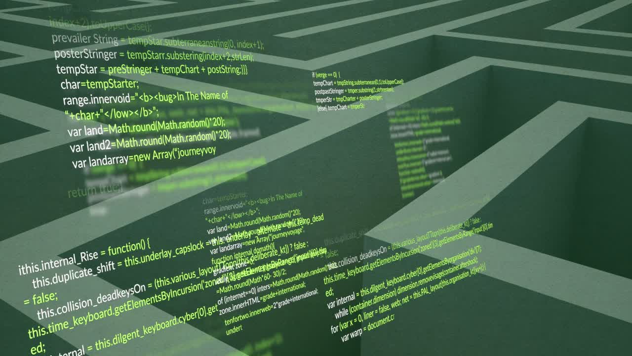 анимация компьютерной обработки данных через лабиринт