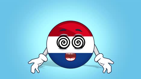 cartoon icon flag netherlands holland hypnosis with face animation with alpha matte