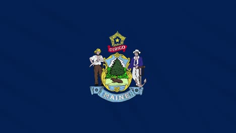 maine flag flutters in the wind, loop for background
