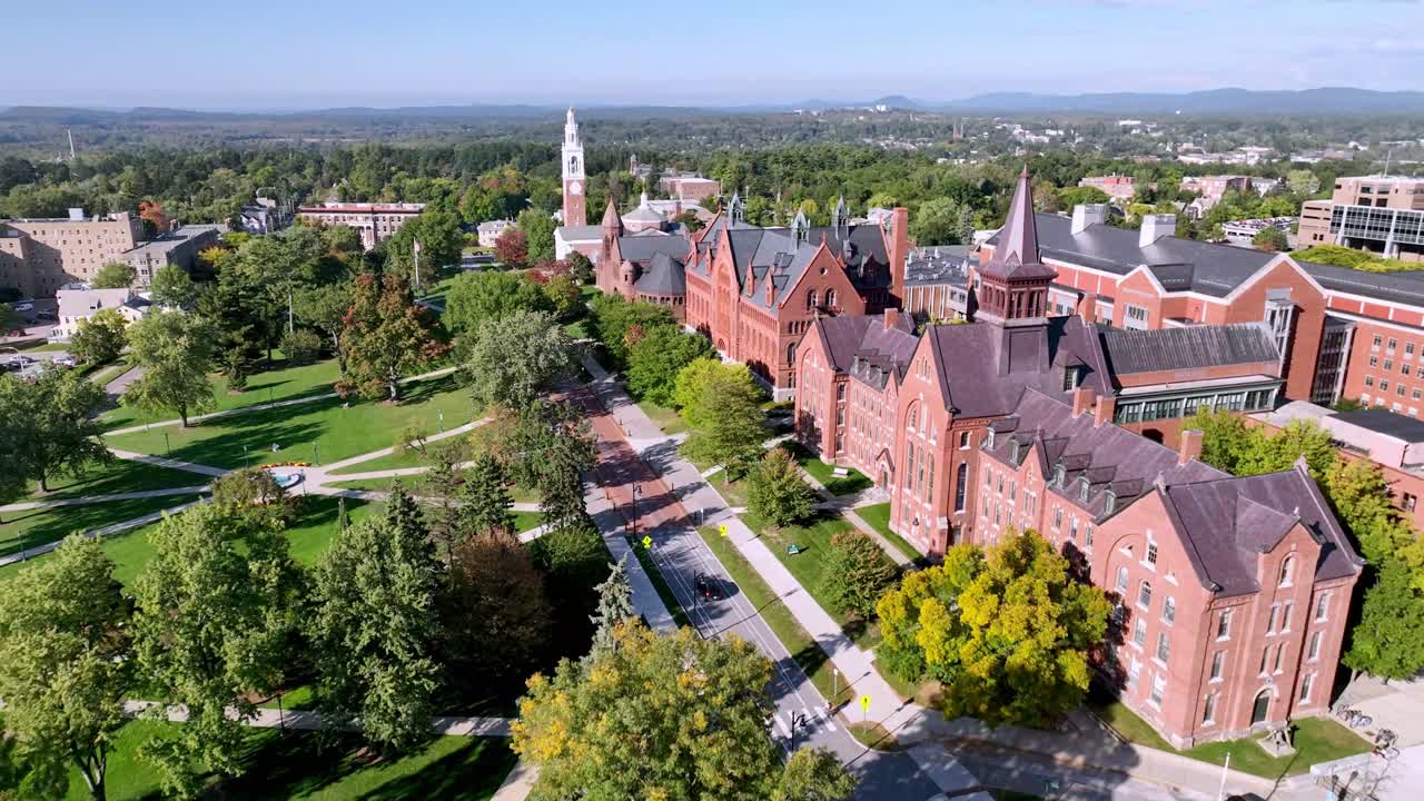 aerial pullout from the university of vermont campus