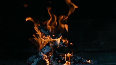 burning wood in a fireplace