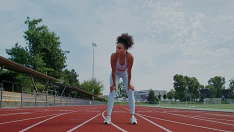 woman taking a break after running