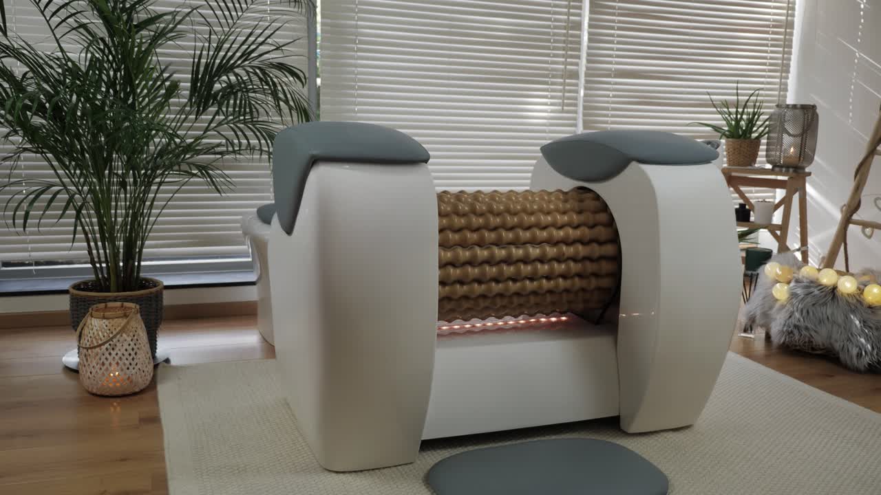 Infrared massage roller for full-body therapy in a bright, cozy room with natural decor