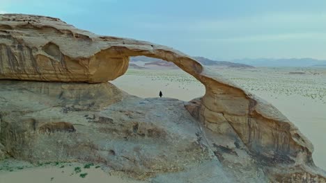 a person is isolated at wadi rum protected area in desert wilderness in southern jordan