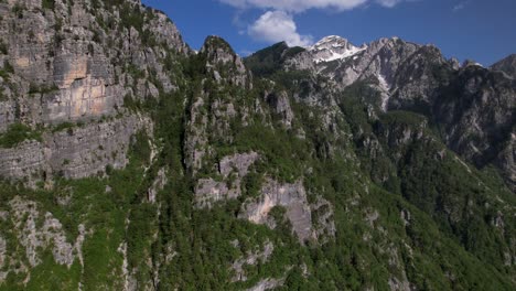 rocky slope of high mountain in albanian alps, natural environment for wild goats to live