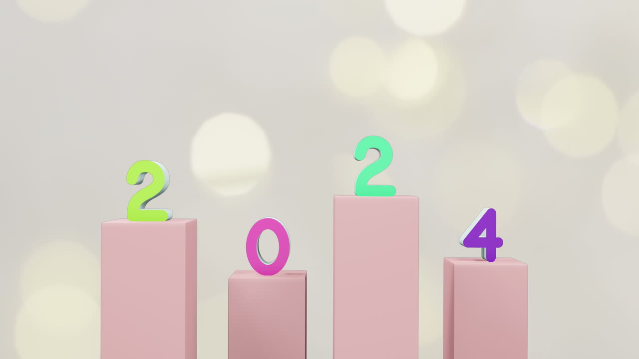 Animation of 2024 text and christmas decorations in background