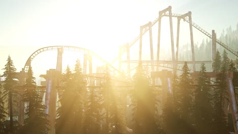 old-roller-coaster-at-sunset-in-forest