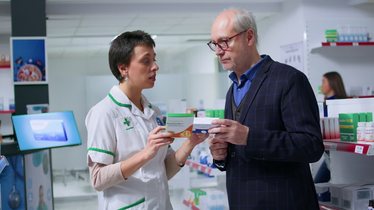 몸이 좋지 않은 남자가 약사를 방문합니다.