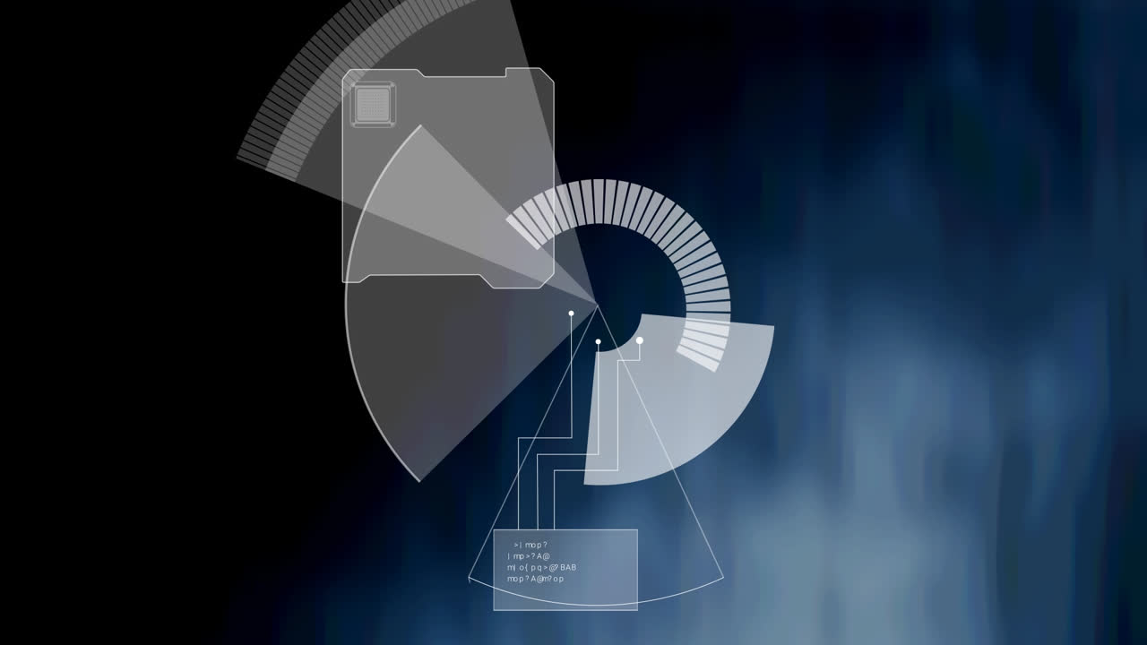 파란색 배경에 대한 범위 스캐닝과 데이터 처리 애니메이션