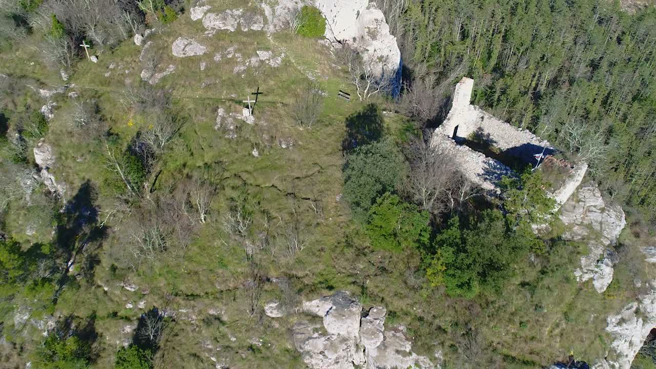 Beautiful view of archeological monument Church at the edge of a cliff