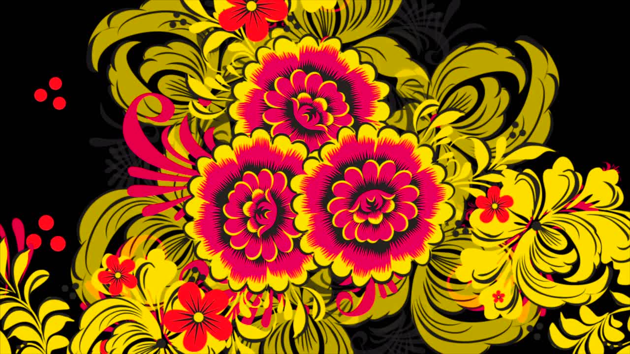 diseño de khokhloma floral vibrante