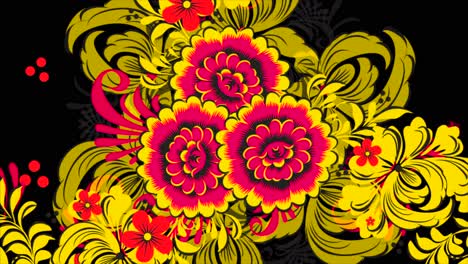 vibrant floral khokhloma design