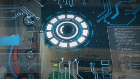 animación del procesamiento de datos digitales a través de servidores informáticos