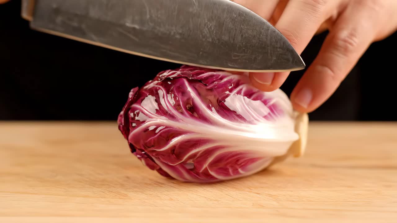 Cutting Radicchio with a Knife